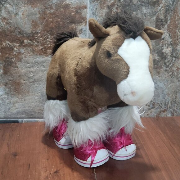 Build A Bear Brown Horse Pony Plush Pink Glittery Shoes Stuffed Animal - Picture 13 of 13